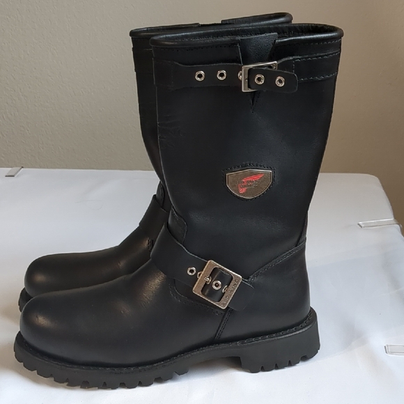 Red Wing 988 Engineer Motorcycle Biker Riding Steel Toe Leather Boots Sz 8.5D - Picture 1 of 16